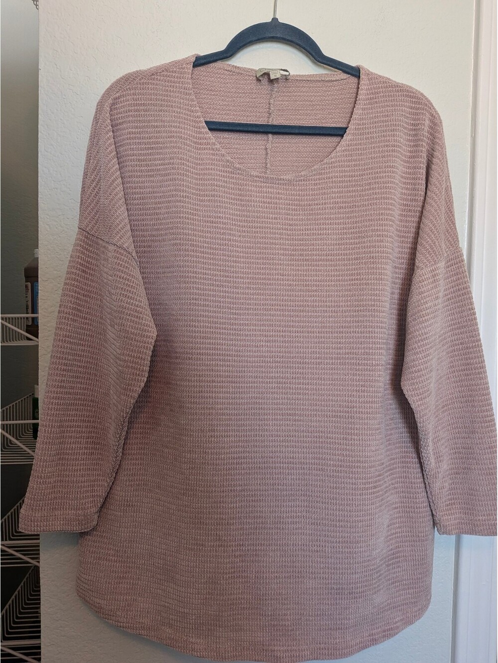 Chenault Women's Dusty Mauve Scoop Neck Lightweight Waffle Knit Sweater